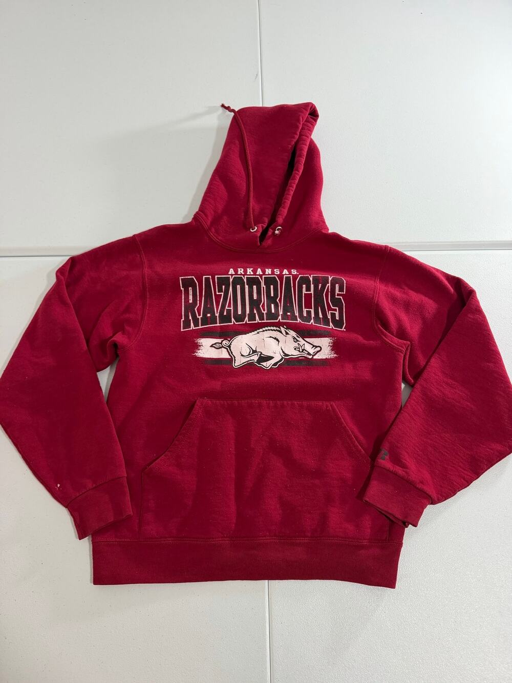 Arkansas Razorbacks Hoodie Mens Small Maroon Russell Pullover Sweatshir